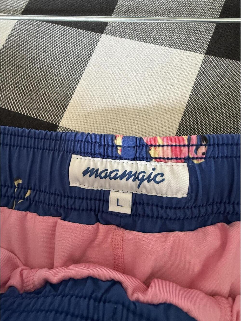 Maamgic Blue Flamingo Print Swim Trunks Size L